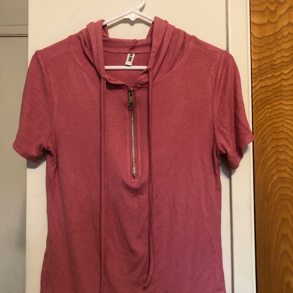 Women’s Half Zip T-Shirt Top Blouse-XS